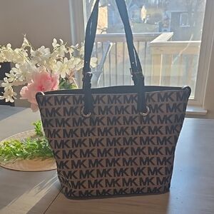 Gently Used Michael Kors Black and Tan Tote Bag